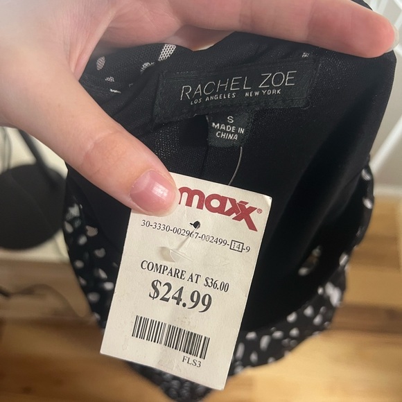 Rachel Zoe NWT Mesh Black And White Print Midi Cocktail Dress Crew Neck - Picture 5 of 7